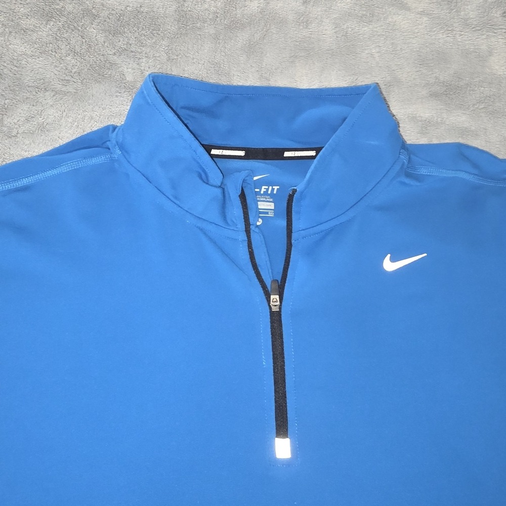 Mens Blue Nike Element Dri Fit Quarter Zip Running Pullover Long Sleeve Size XL